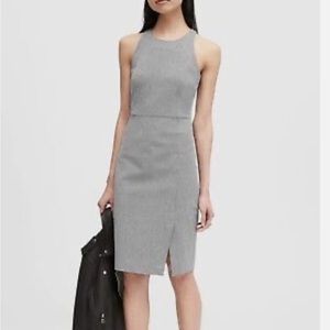 Banana Republic Twill Racer-Neck Sheath Dress, Charcoal SIZE 2P